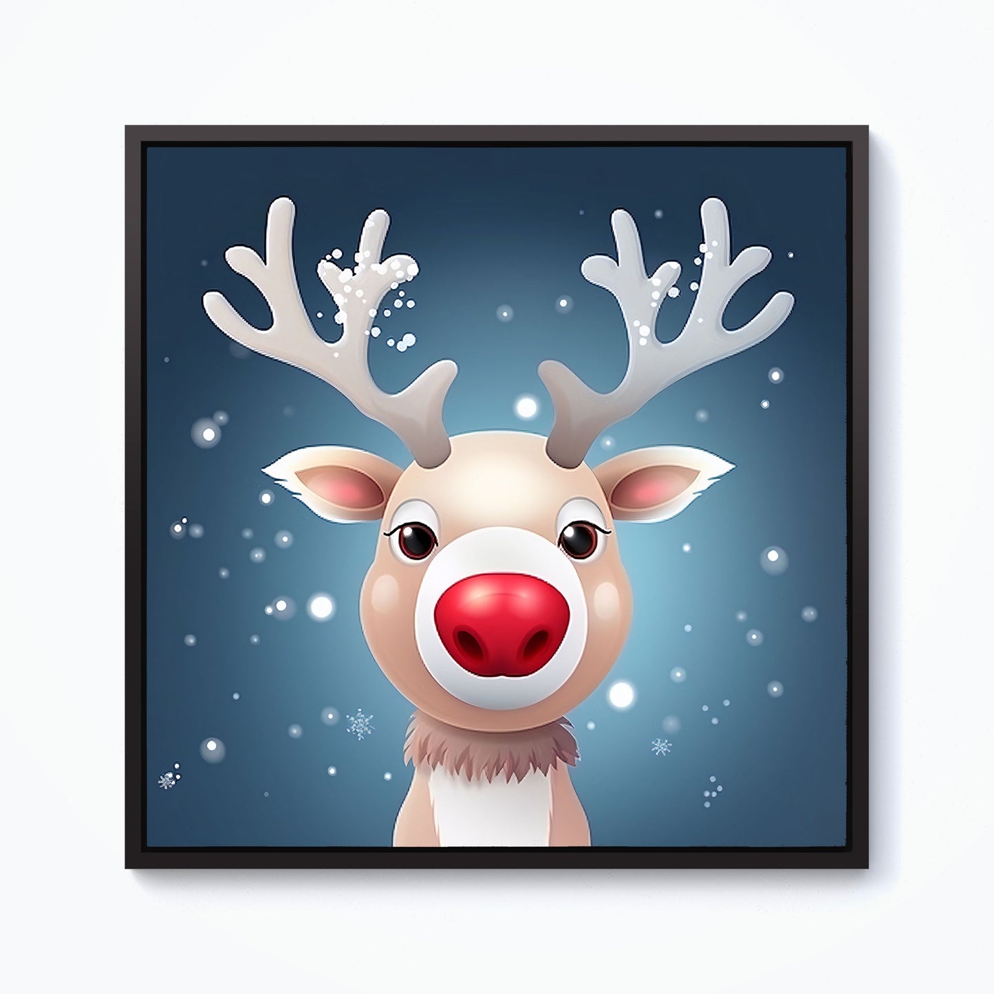 Rudolph With His Red Nose Framed Canvas
