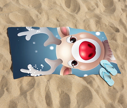 Rudolph With His Red Nose Beach Towel