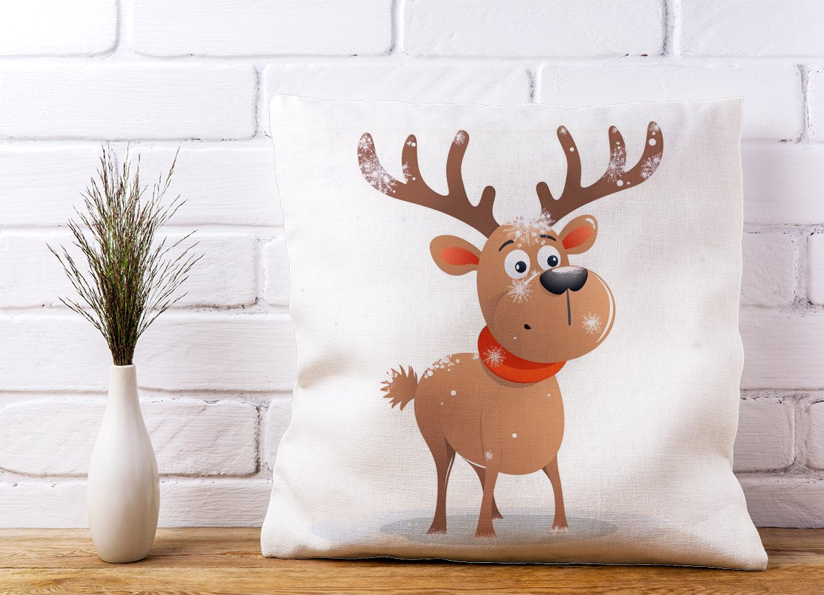 Reindeer In A Scarf Cushions
