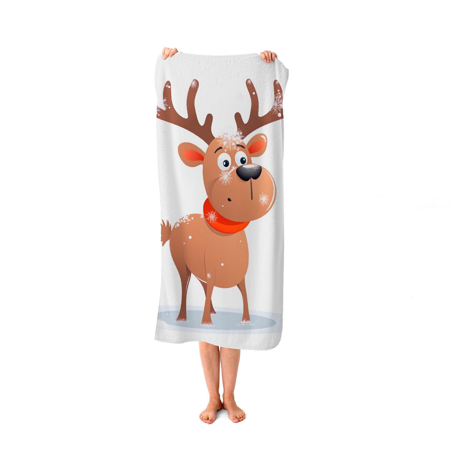 Reindeer In A Scarf Beach Towel