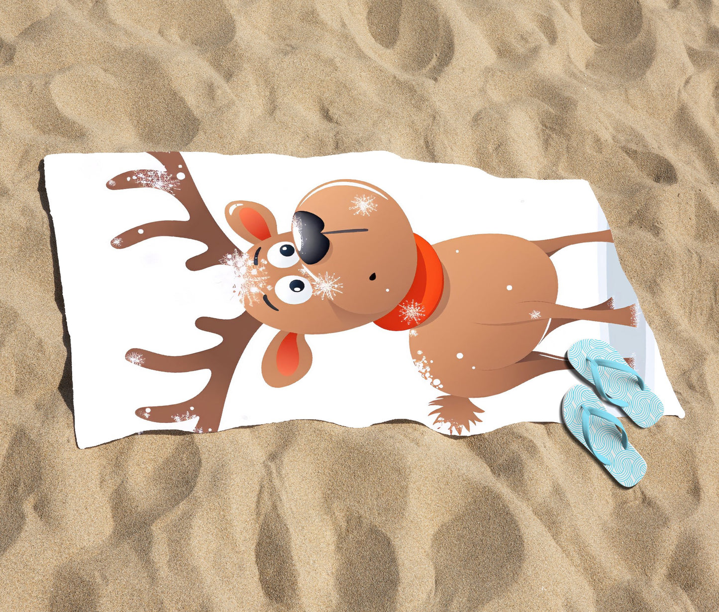 Reindeer In A Scarf Beach Towel