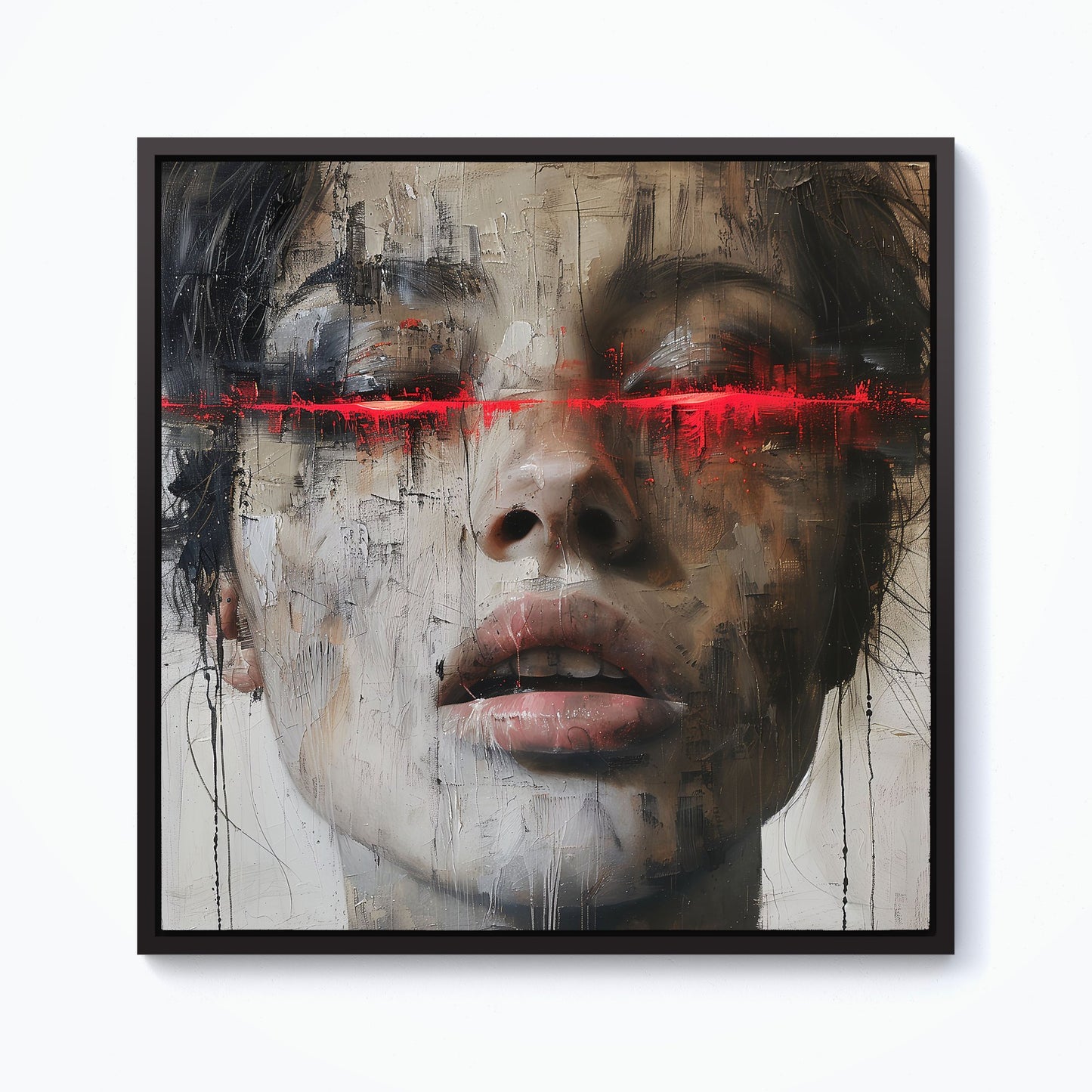 Abstract Face In Motion Framed Canvas