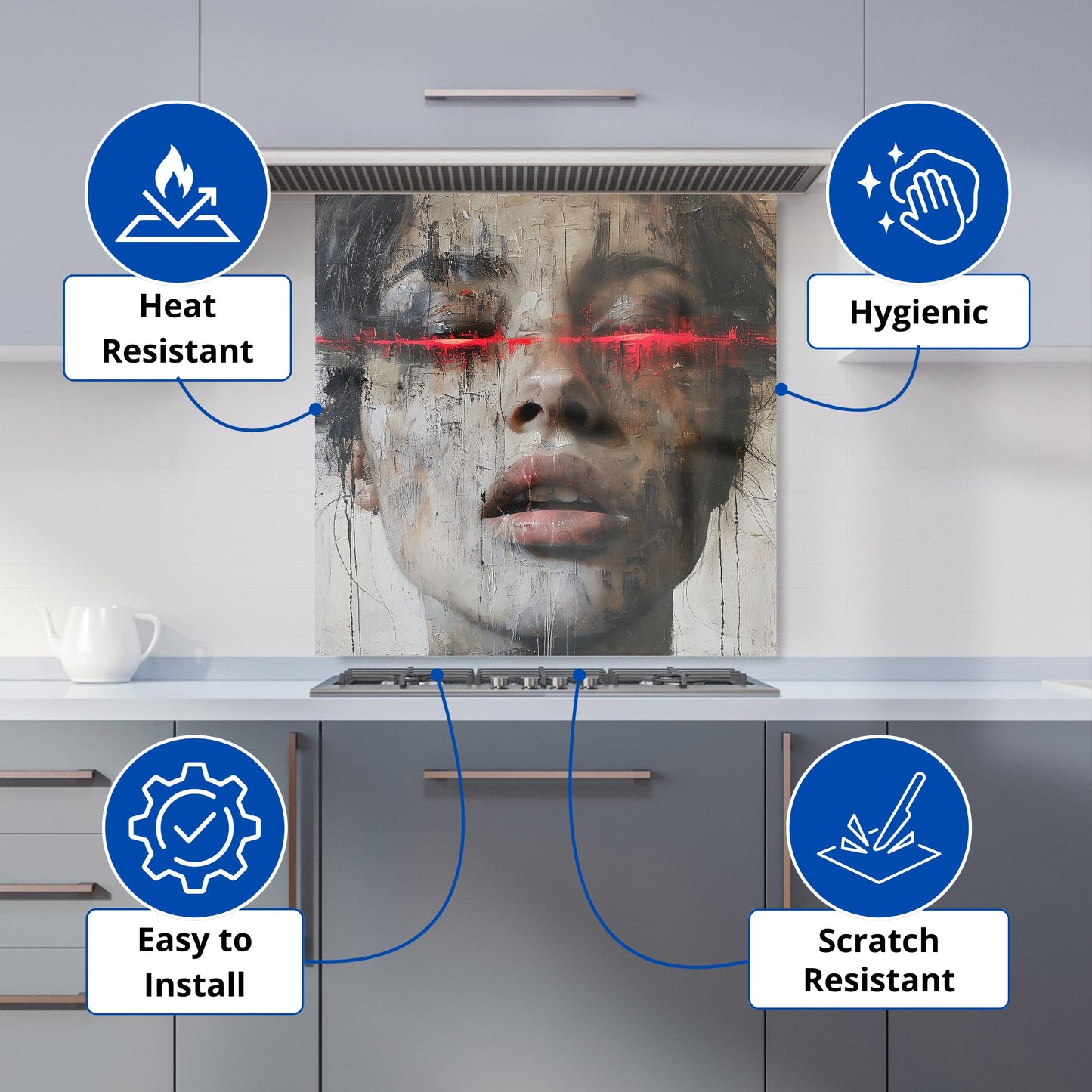 Abstract Face In Motion Kitchen Splashback