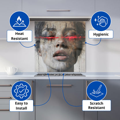 Abstract Face In Motion Kitchen Splashback