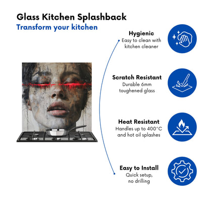 Abstract Face In Motion Kitchen Splashback