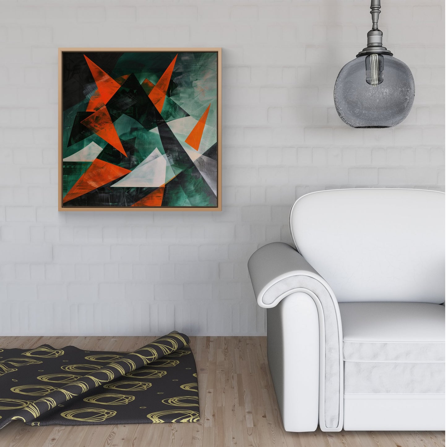 Curved Geometry Framed Canvas