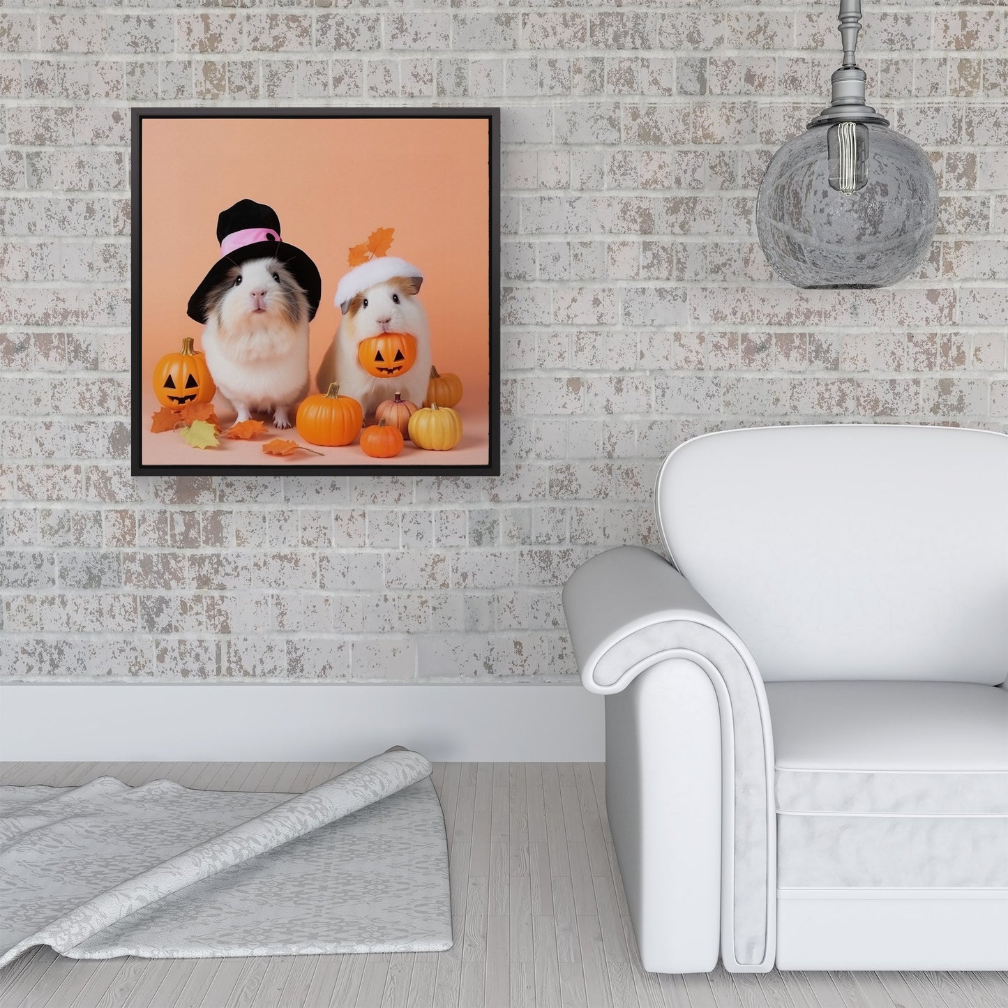 Trick Or Treating Guinea Pigs Framed Canvas