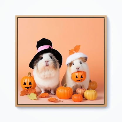 Trick Or Treating Guinea Pigs Framed Canvas