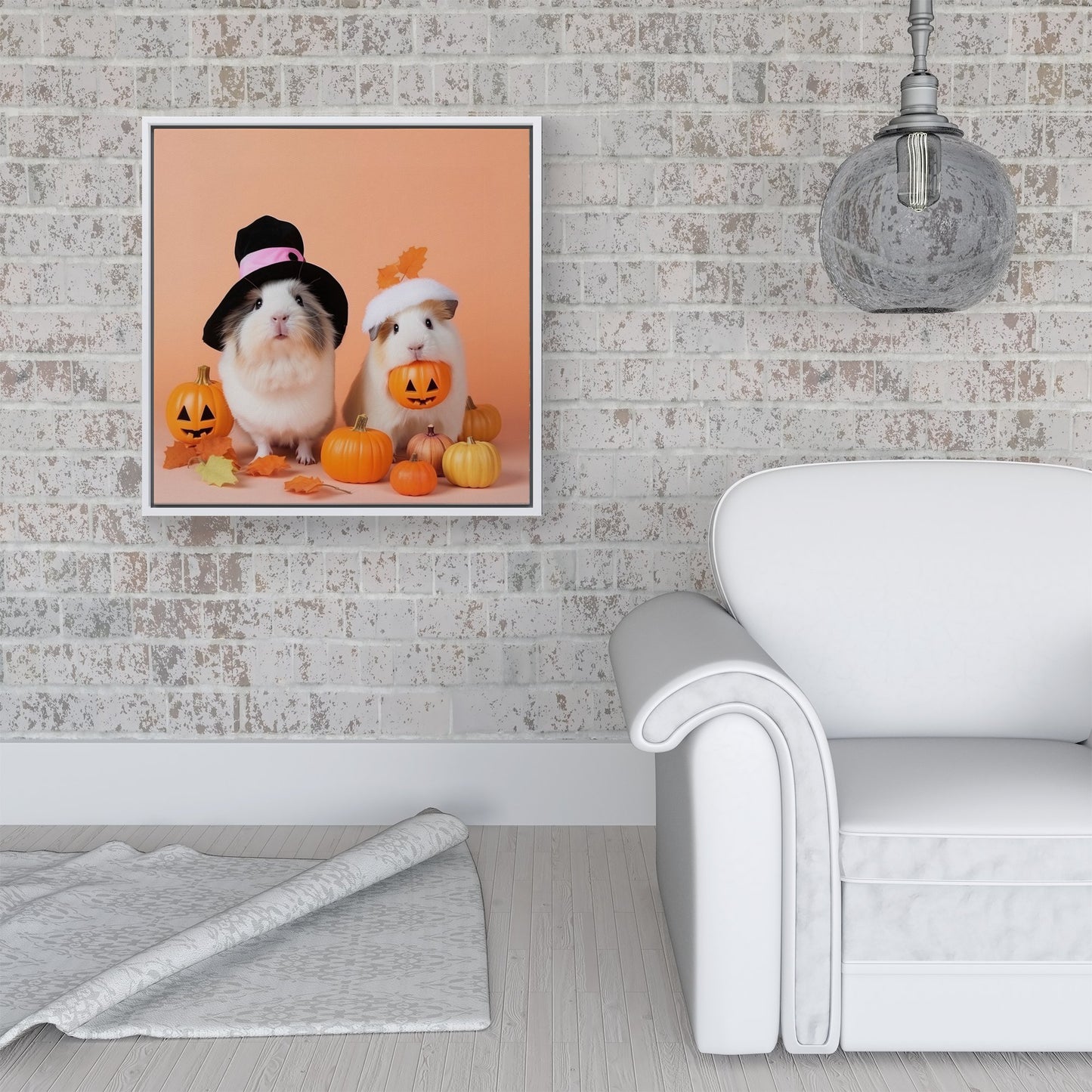 Trick Or Treating Guinea Pigs Framed Canvas