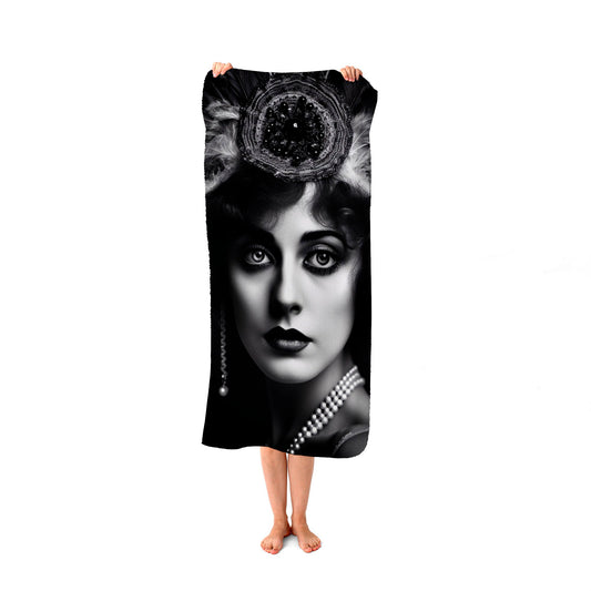 Edwardian Showgirl Splashart Beach Towel