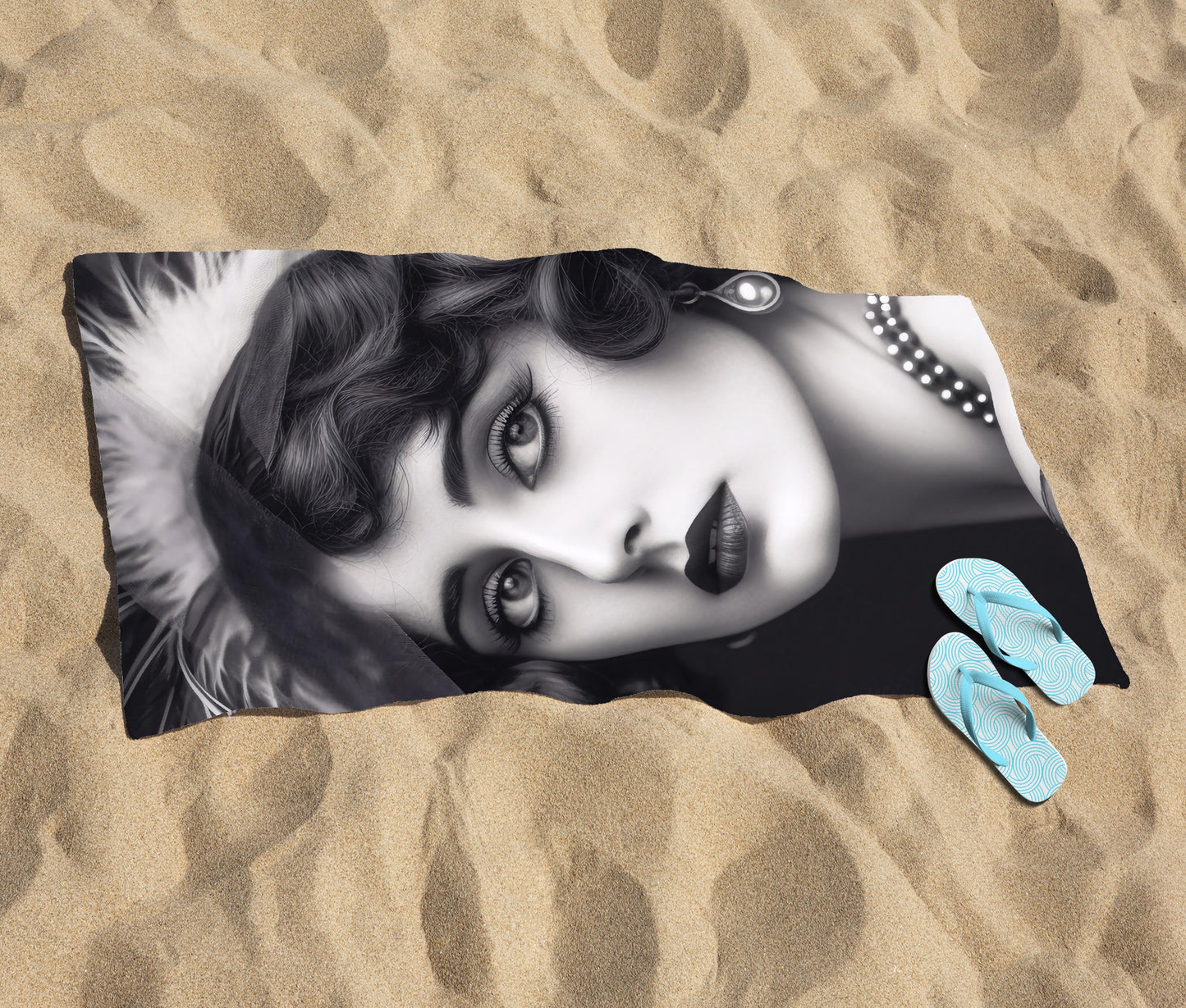 Glamorous Edwardian Showgirl Beach Towel