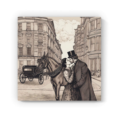 Victorian Lovers On A London Street Canvas