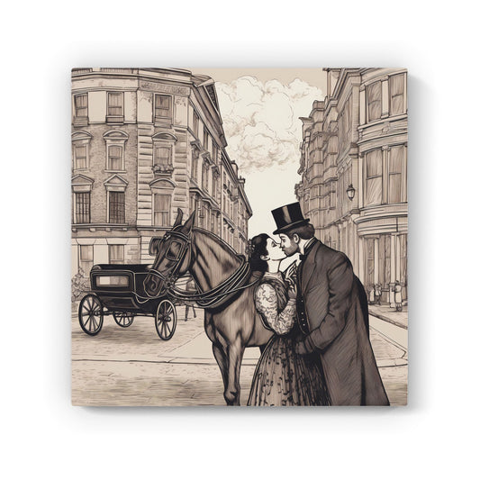 Victorian Lovers On A London Street Canvas