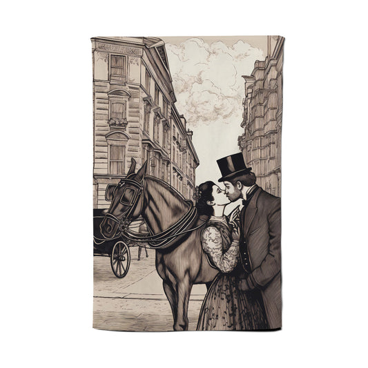 Victorian Lovers On A London Street Tea Towel