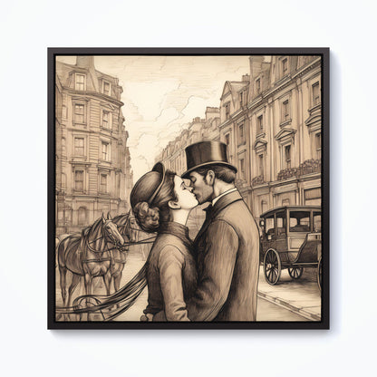 Sharing A Kiss Framed Canvas