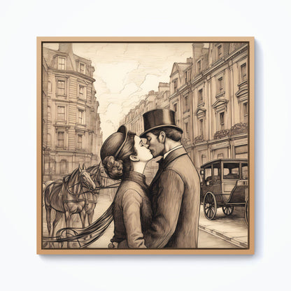 Sharing A Kiss Framed Canvas