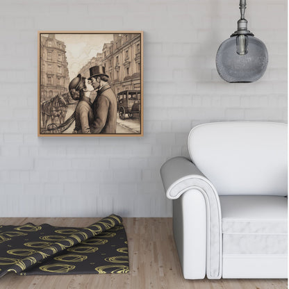 Sharing A Kiss Framed Canvas