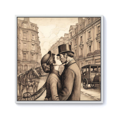 Sharing A Kiss Framed Canvas