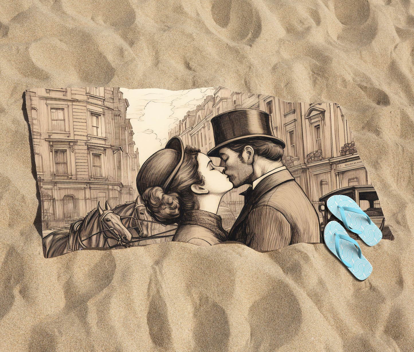 Sharing A Kiss Beach Towel