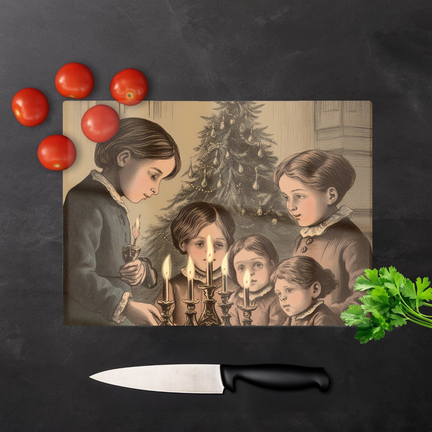 Christmas Candles Chopping Board