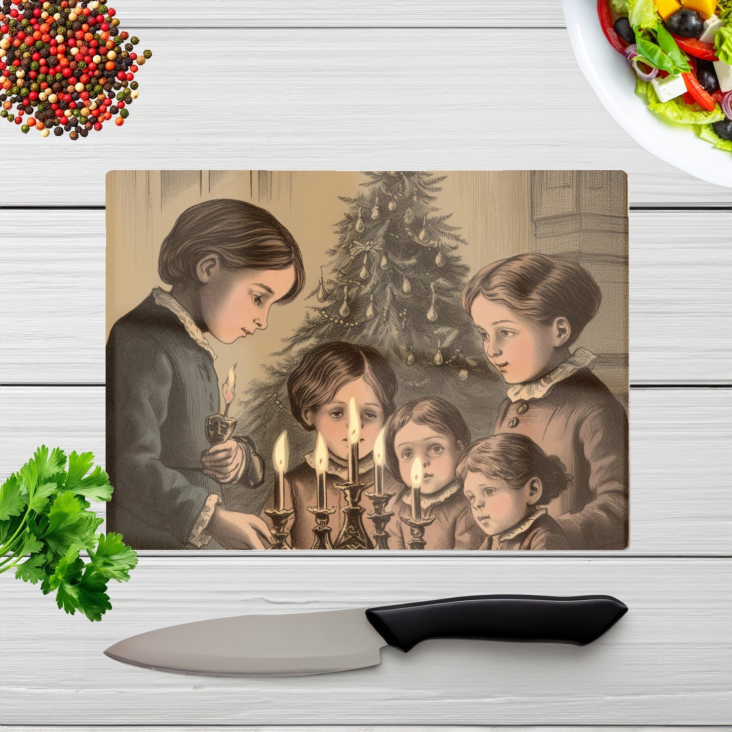 Christmas Candles Chopping Board