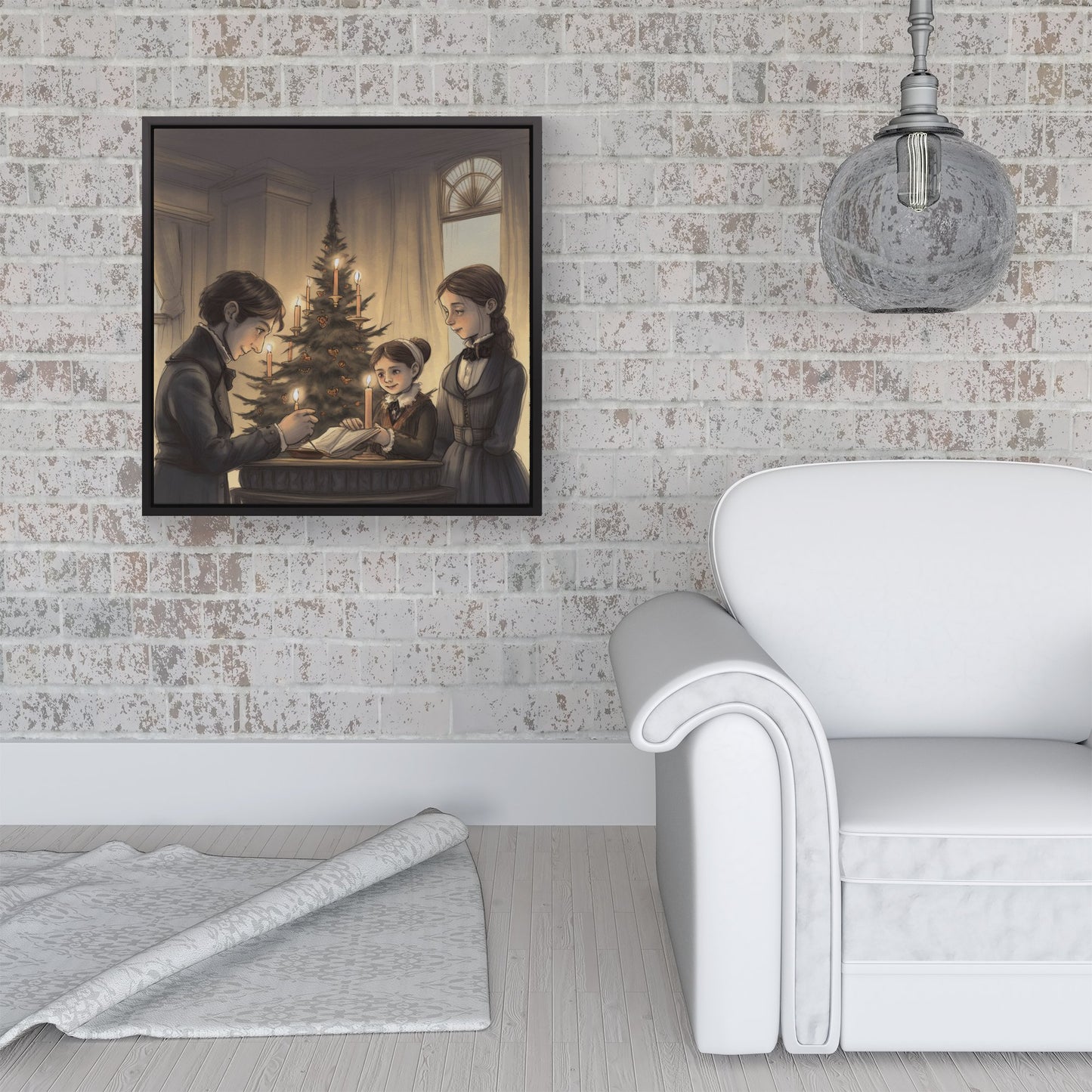 Lighting The Candles Framed Canvas