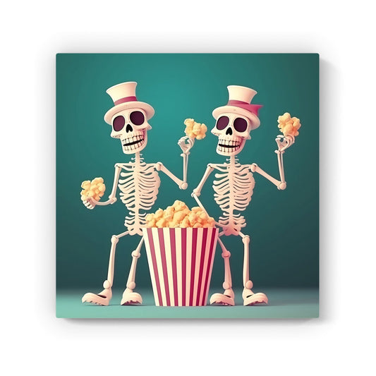 Skeletons With Popcorn Canvas