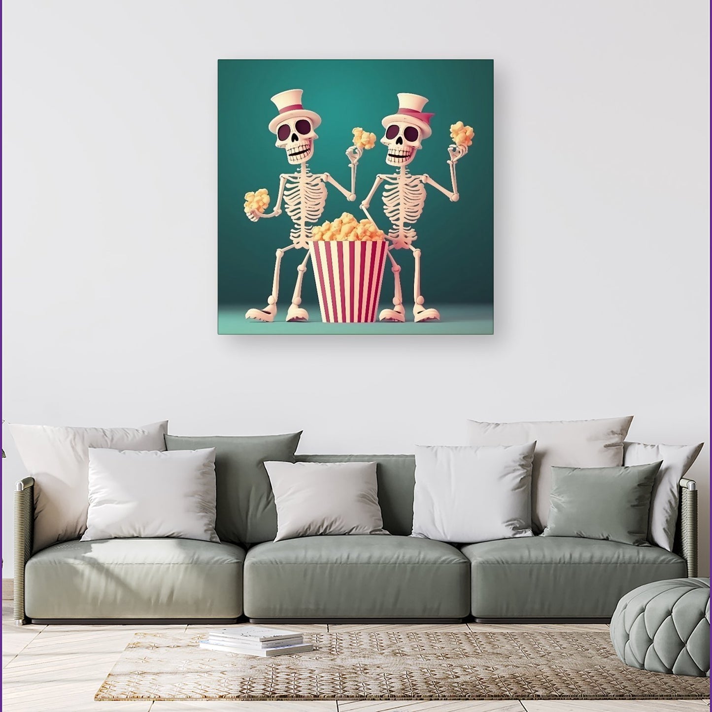 Skeletons With Popcorn Canvas