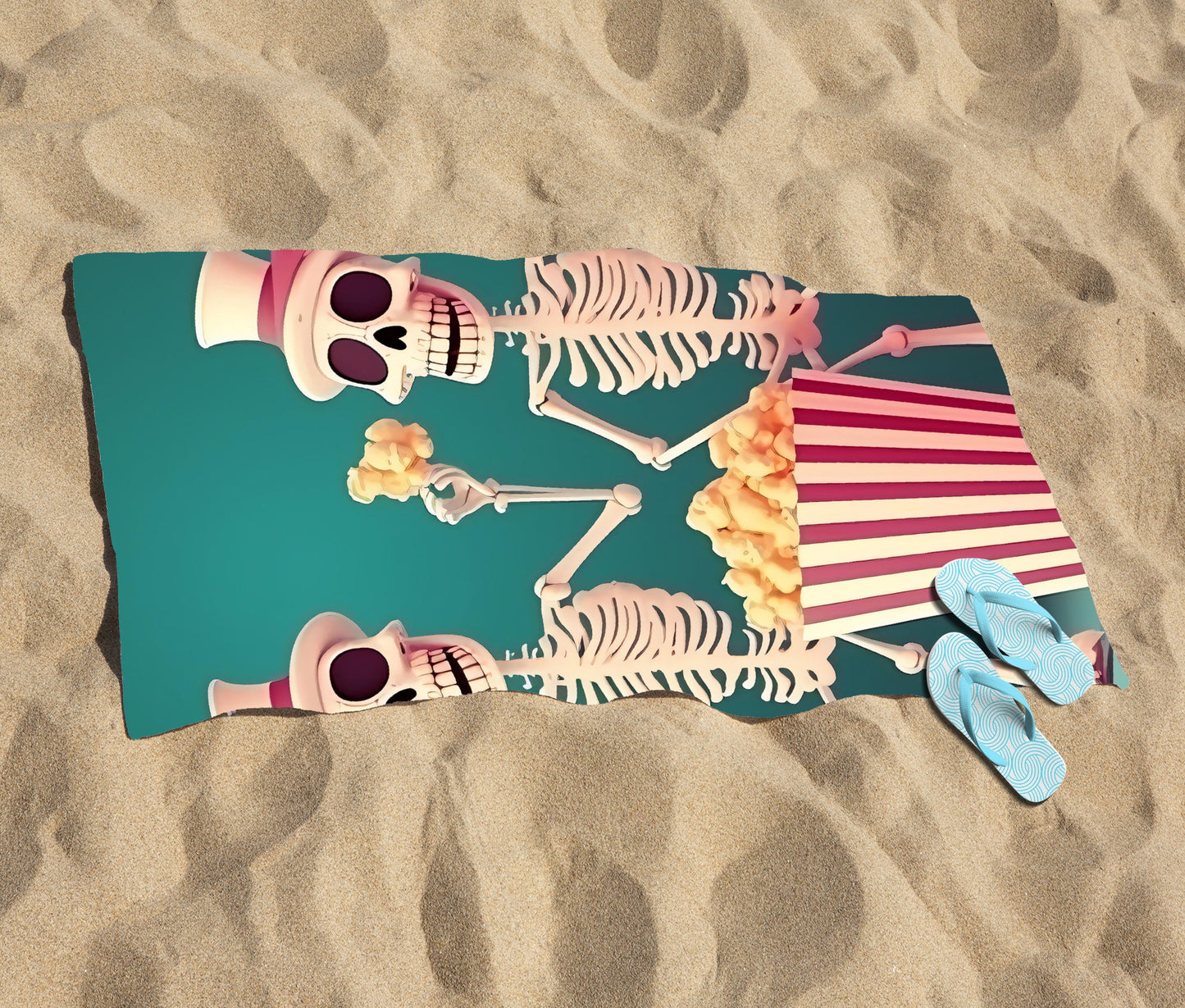 Skeletons With Popcorn Beach Towel