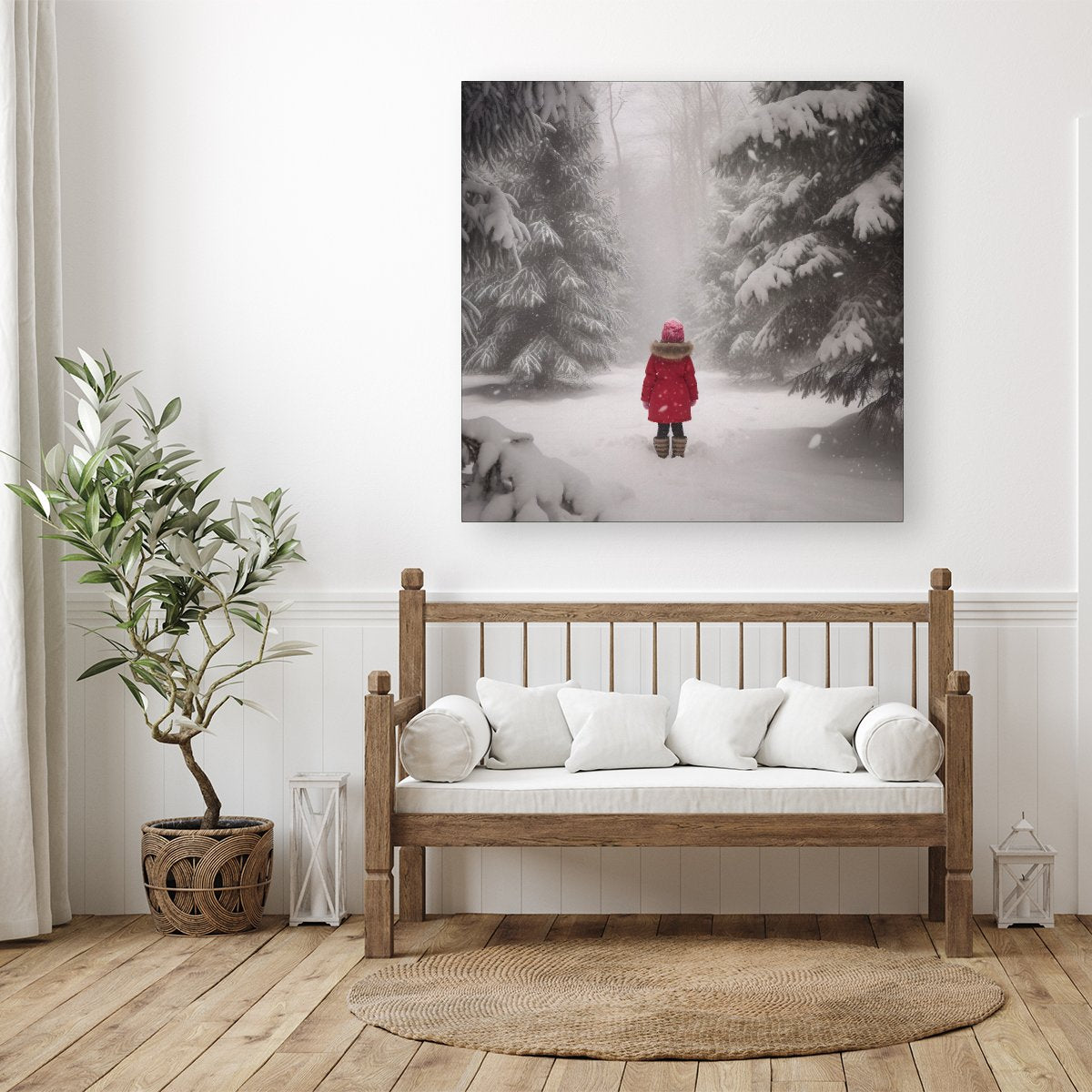 Little Girl In The Snow Canvas