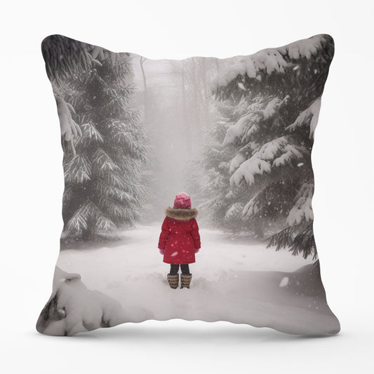 Little Girl In The Snow Cushions