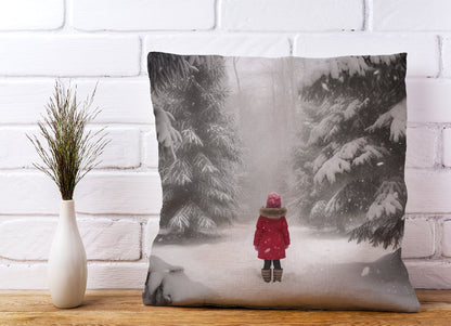Little Girl In The Snow Cushions