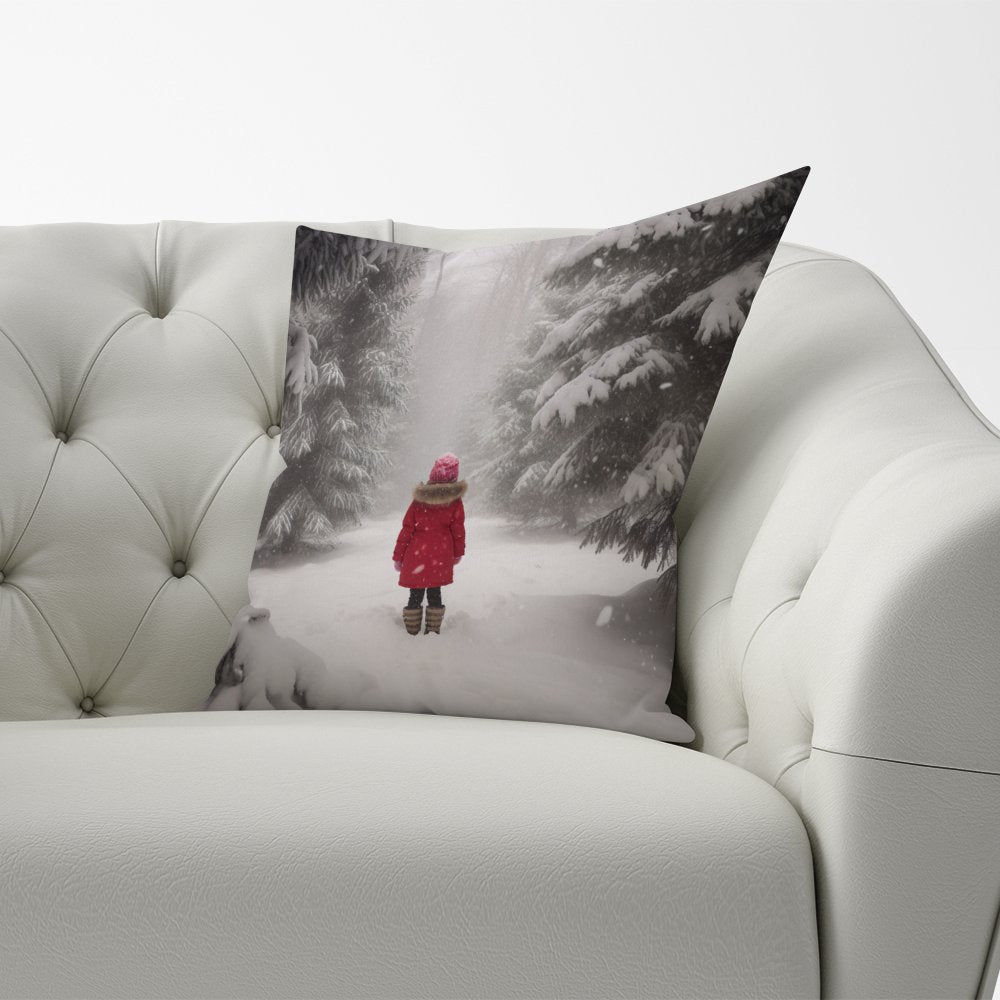 Little Girl In The Snow Cushions