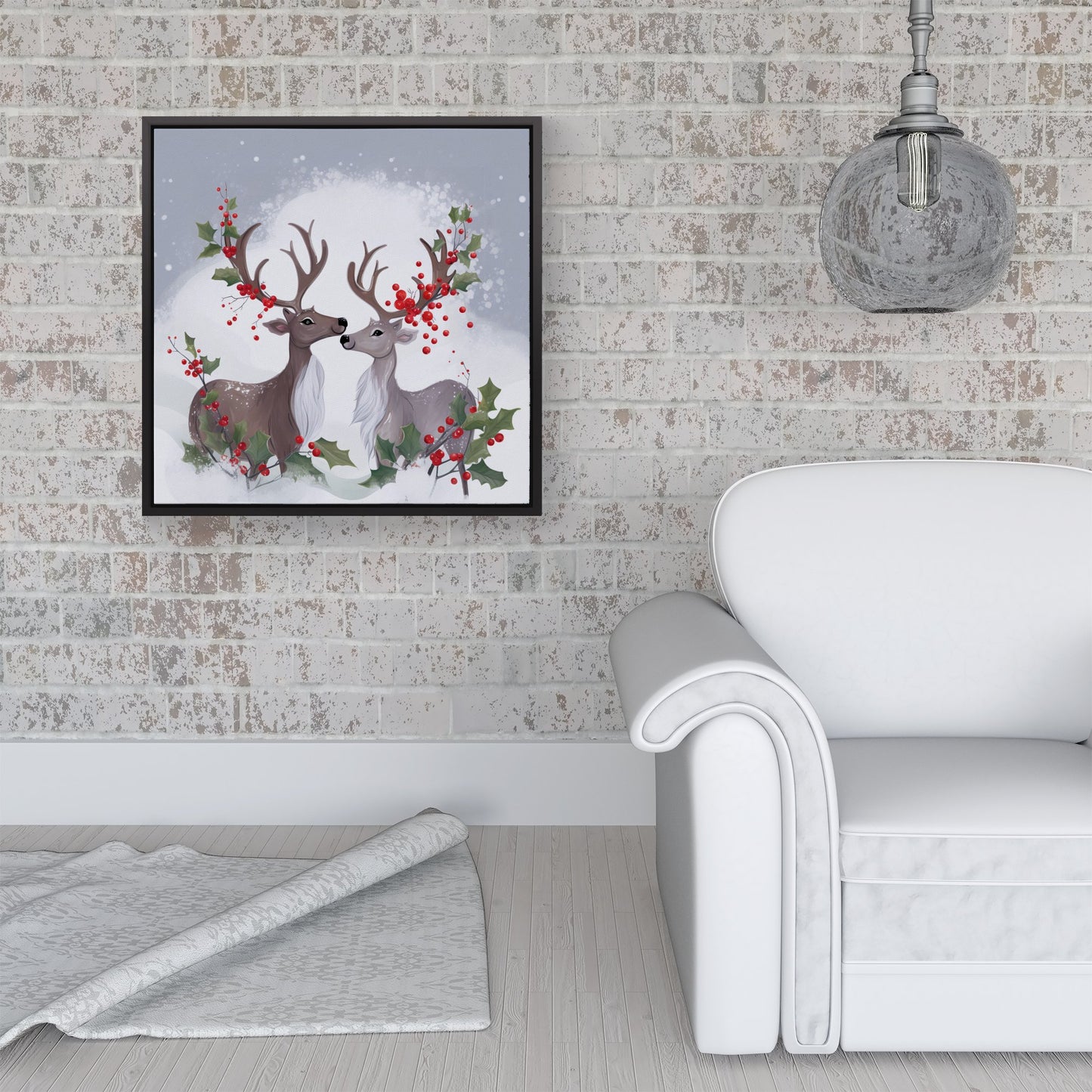 Sitting Together Framed Canvas