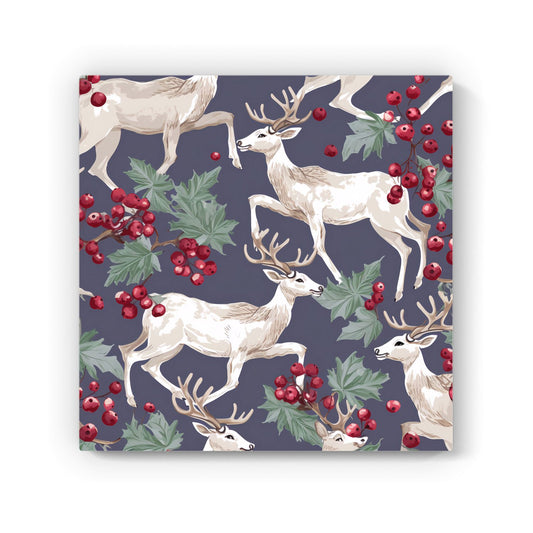 Reindeers And Holly Canvas