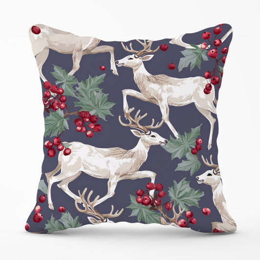 Reindeers And Holly Cushions