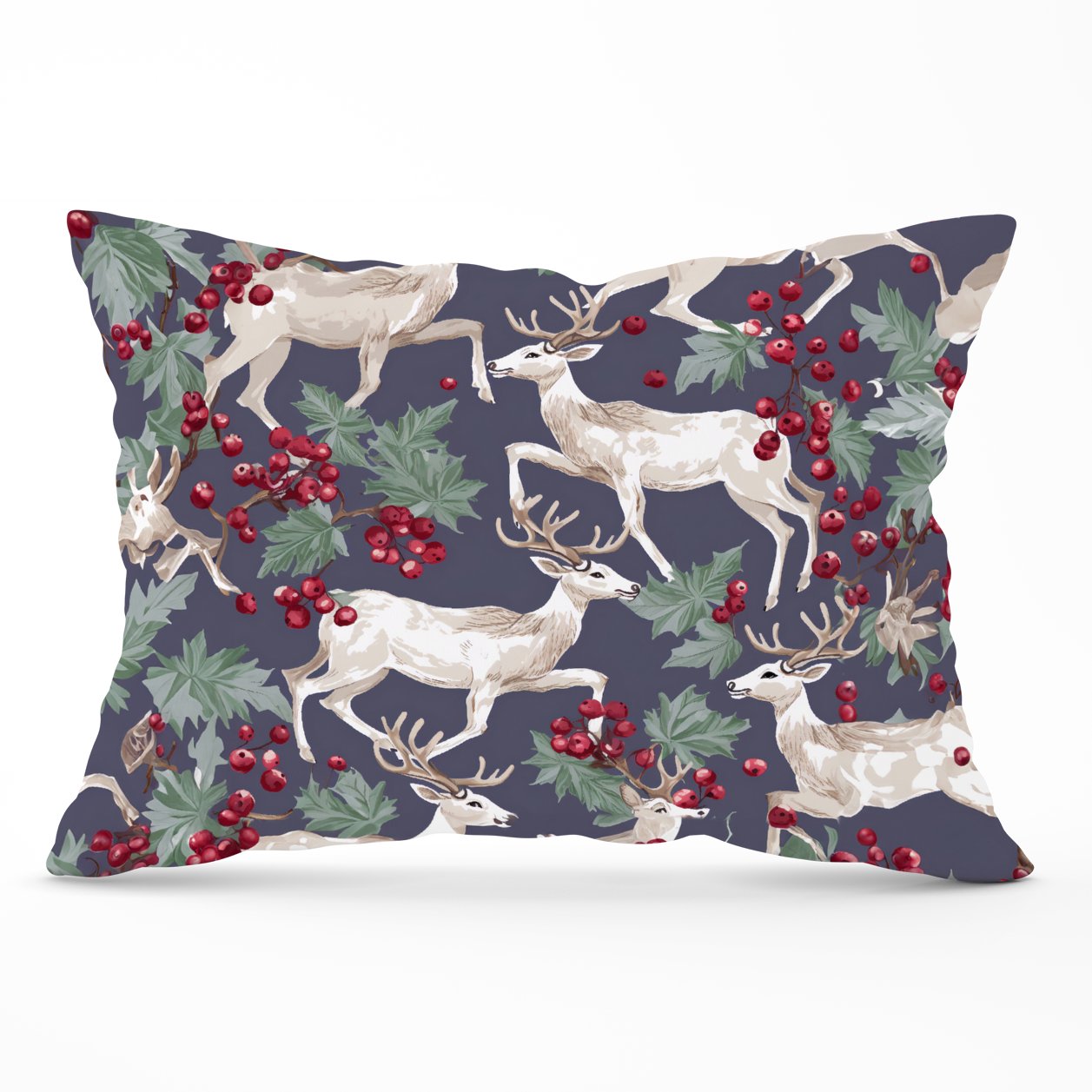 Reindeers And Holly Cushions