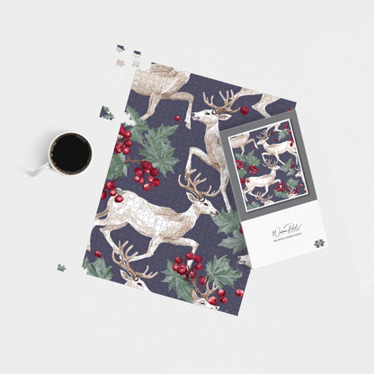 Reindeers And Holly Jigsaw Puzzle