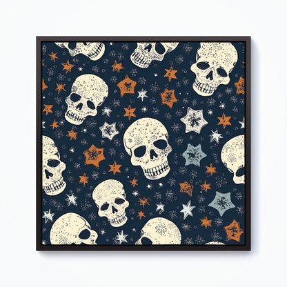 Skulls And Stars Framed Canvas