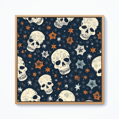 Skulls And Stars Framed Canvas