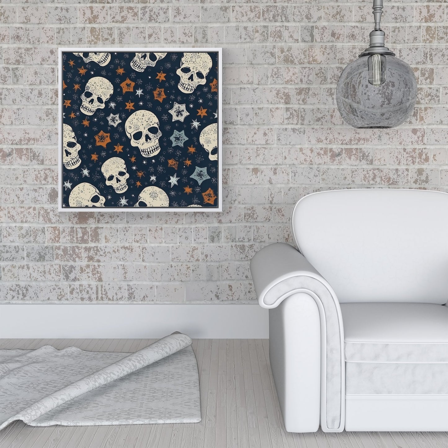 Skulls And Stars Framed Canvas