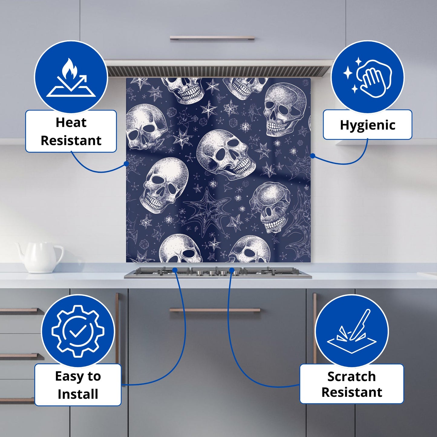 Evening Skulls And Stars Kitchen Splashback