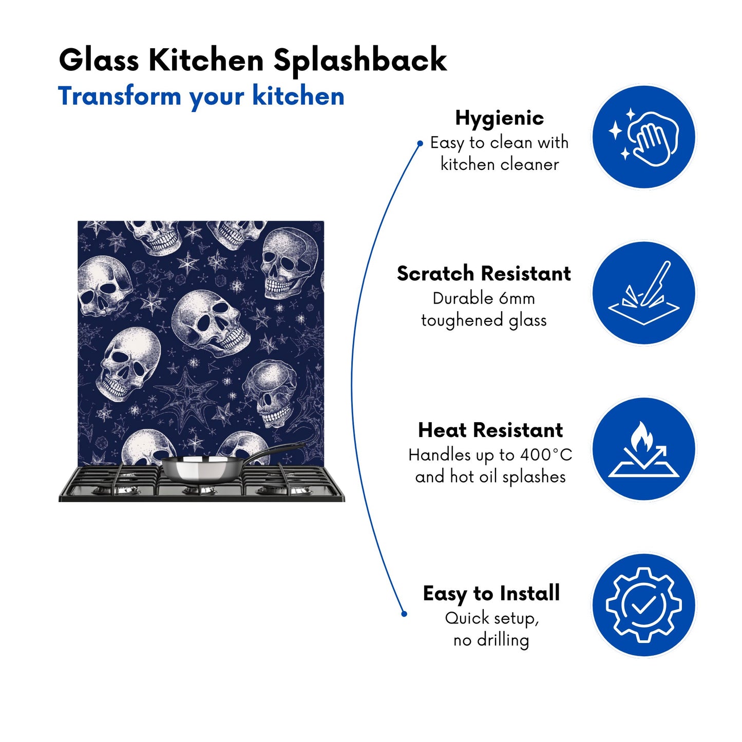 Evening Skulls And Stars Kitchen Splashback