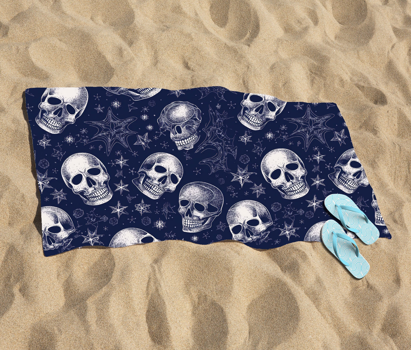 Evening Skulls And Stars Beach Towel