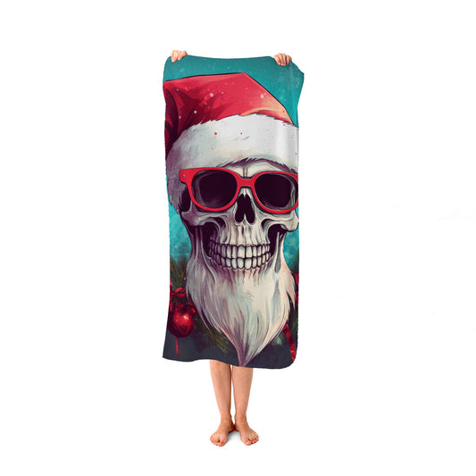 Santa Skull Splashart Beach Towel