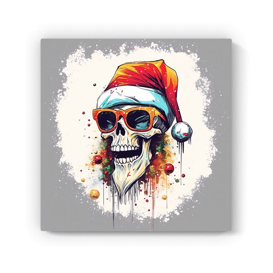 Santa Skull In Glasses Splashart Canvas