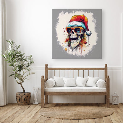 Santa Skull In Glasses Splashart Canvas