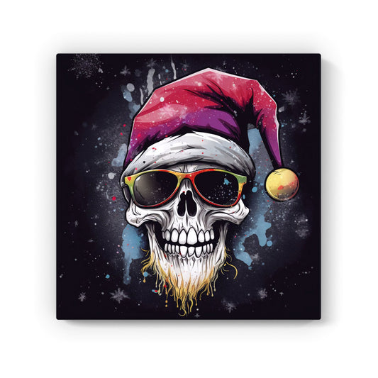 Happy Santa Skull Splashart Canvas