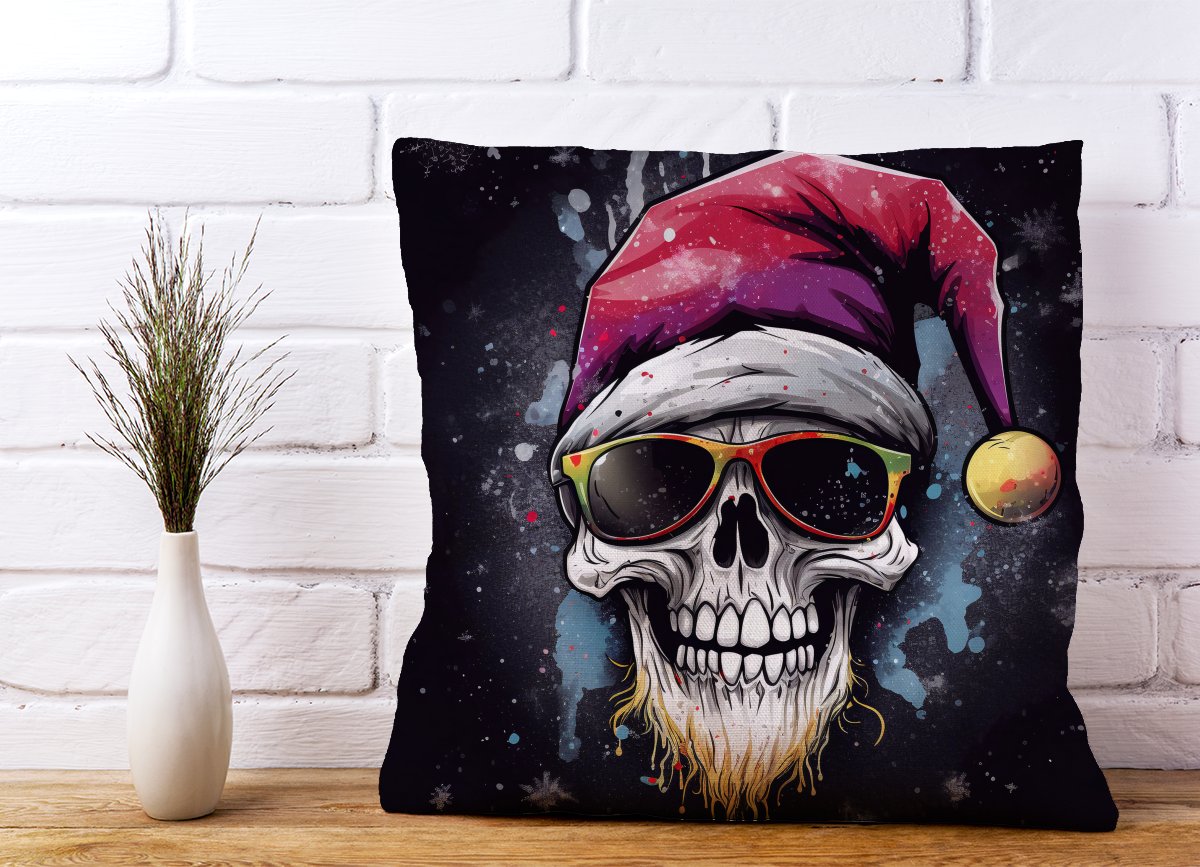 Happy Santa Skull Splashart Cushions