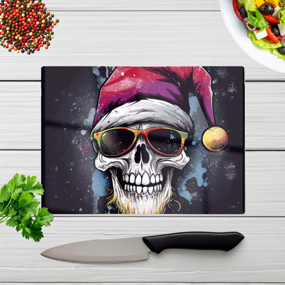 Happy Santa Skull Splashart Chopping Board